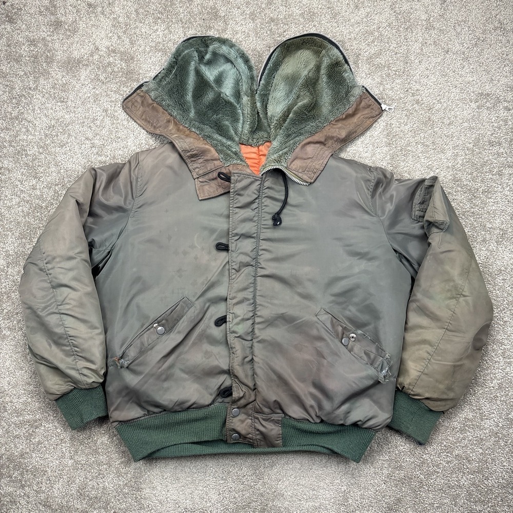 Vintage US Air Force Flight Bomber Jacket Fur‎ Hood XL